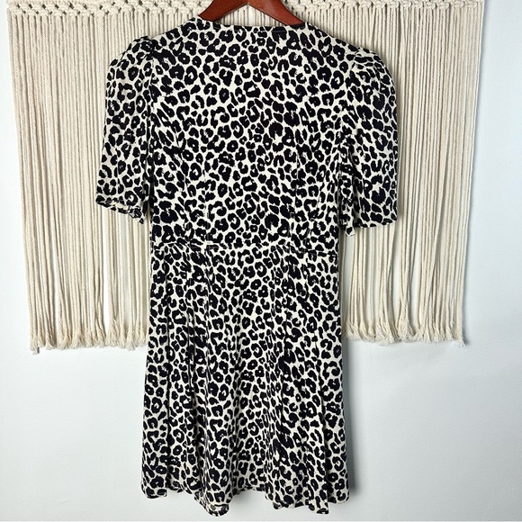 Something Navy V Neck Animal Print Button Front Short Sleeve Dress Size XS - Picture 5 of 8